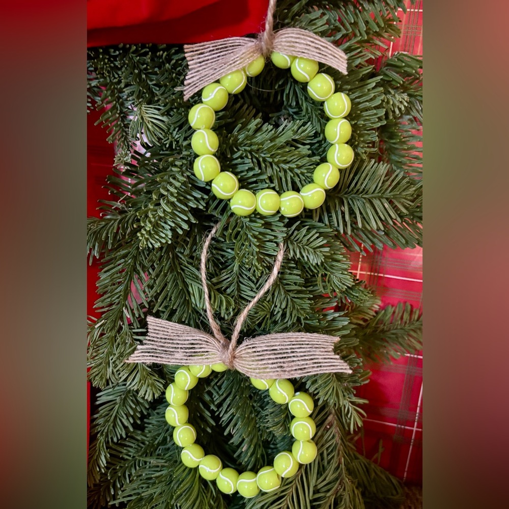Newly Handcrafted Beaded Tennis Ball Wreath Ornaments